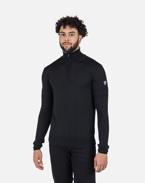 Pull 100% Laine Mérinos Rayé Hz Nouveau noir