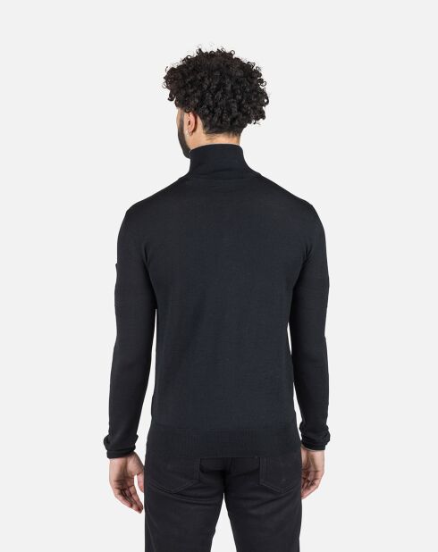 Pull 100% Laine Mérinos Rayé Hz Nouveau noir