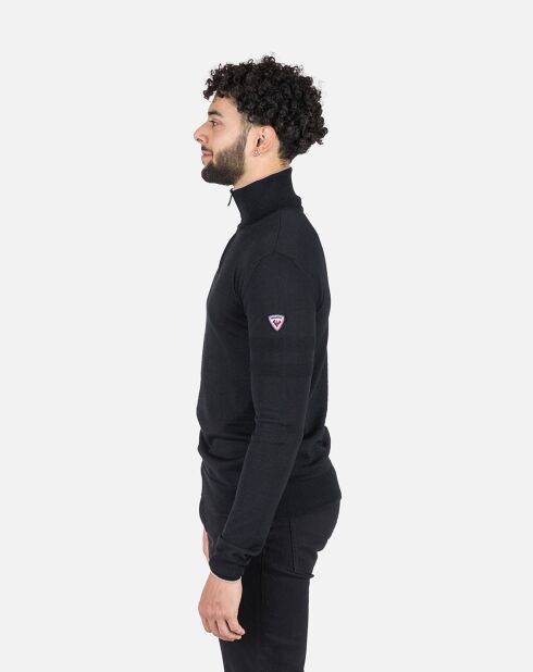 Pull 100% Laine Mérinos Rayé Hz Nouveau noir