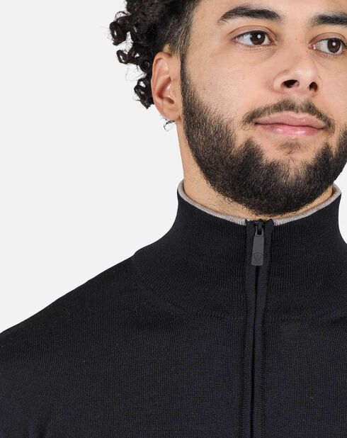 Pull 100% Laine Mérinos Rayé Hz Nouveau noir