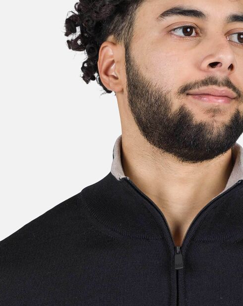 Pull 100% Laine Mérinos Rayé Hz Nouveau noir