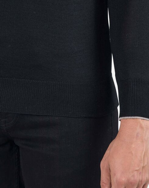 Pull 100% Laine Mérinos Rayé Hz Nouveau noir