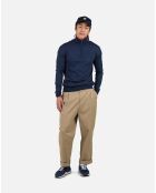 Pull 100% Laine Mérinos Rayé Hz Nouveau bleu marine