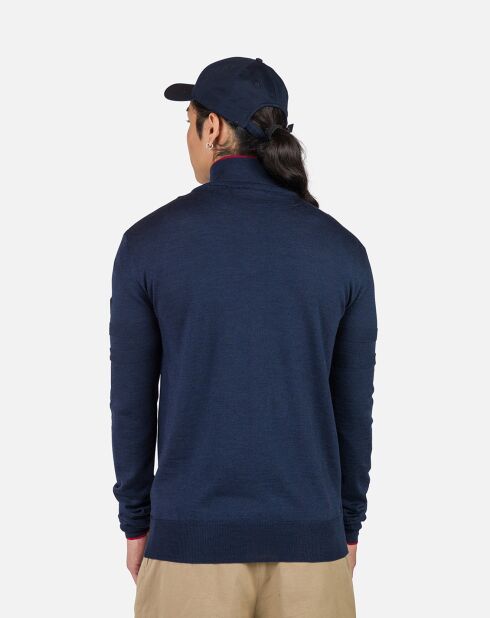 Pull 100% Laine Mérinos Rayé Hz Nouveau bleu marine