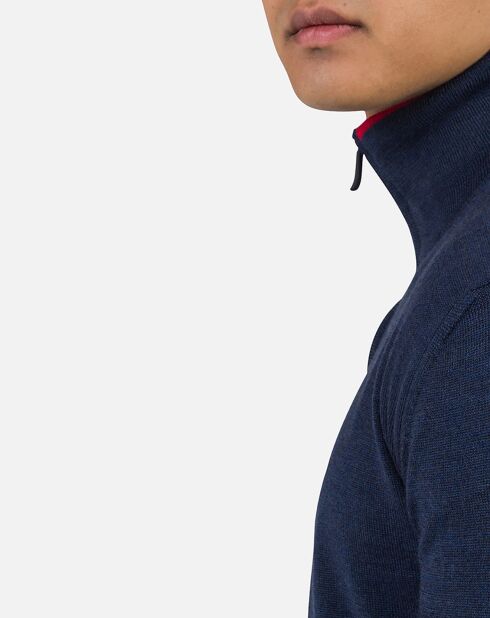 Pull 100% Laine Mérinos Rayé Hz Nouveau bleu marine