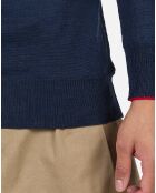 Pull 100% Laine Mérinos Rayé Hz Nouveau bleu marine