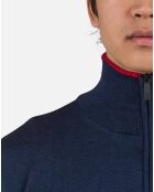 Pull 100% Laine Mérinos Rayé Hz Nouveau bleu marine