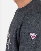 Pull 100% Laine Mérinos Col Ras du Cou Jacquard onyx grey