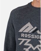 Pull 100% Laine Mérinos Col Ras du Cou Jacquard onyx grey