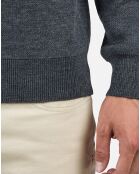 Pull 100% Laine Mérinos Col Ras du Cou Jacquard onyx grey