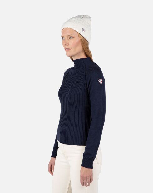 Pull 100% Laine Mérinos W Diretta bleu marine