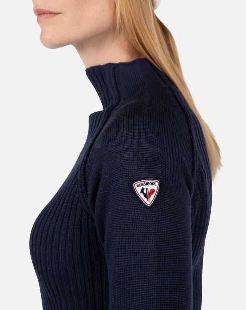 Pull 100% Laine Mérinos W Diretta bleu marine