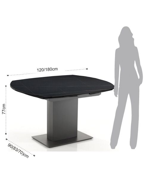 Table Extensible Epic 1 gris marbré - 77x90x120/180 cm