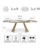 Table À Rallonge Hut 1 marbré/doré - 76x90x160/200/240 cm