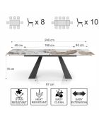 Table Extensible Hut 2 gris - 76x90x160/200/240 cm