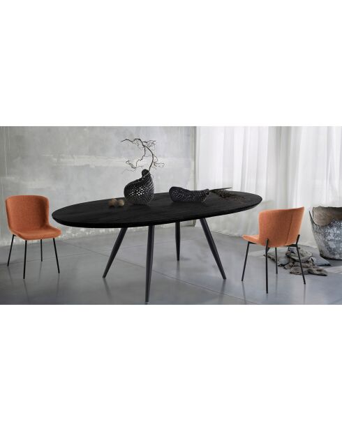 Table À Rallonge Oval Black noire - 75x93x160 (fermé)|75x93x200 (ouvert) cm