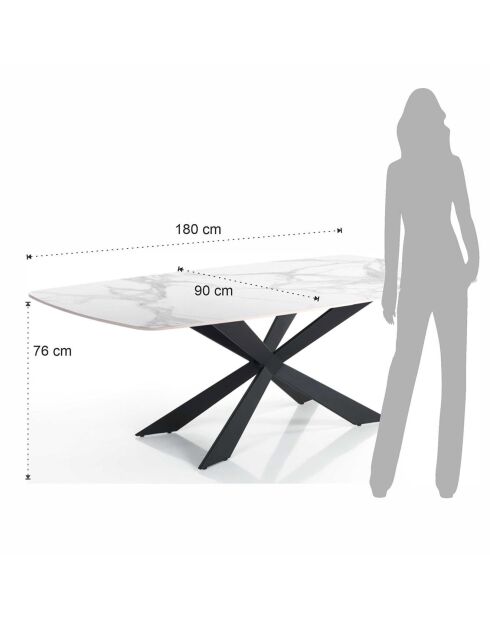 Table Tips White Marble marbré - 76x90x180 cm