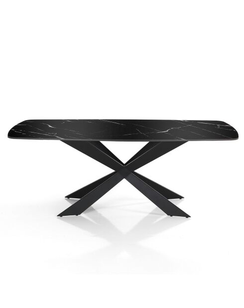 Table Tips Black Marble noir marbré - 76x90x180 cm