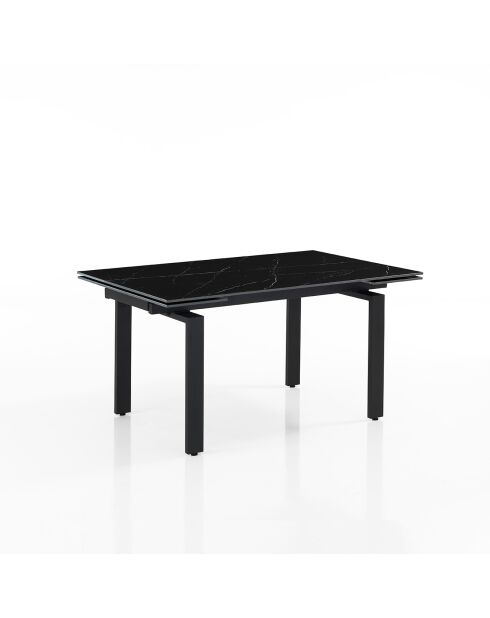 Table Extensible Devin Black Marble noir marbré - 76x90x140/200 cm
