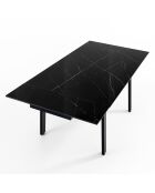 Table Extensible Devin Black Marble noir marbré - 76x90x140/200 cm