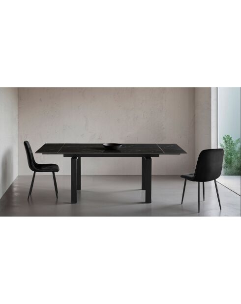 Table Extensible Devin Black Marble noir marbré - 76x90x140/200 cm