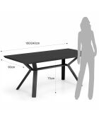 Table Extensible Logan Black noir - 75x90x180/240 cm