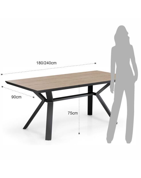 Table Extensible Logan Wood  chêne - 75x90x180/240 cm