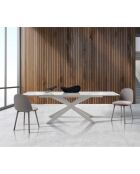 Table À Rallonge Melvin 160 Total White blanc marbré - 74.5x90x160/240 cm