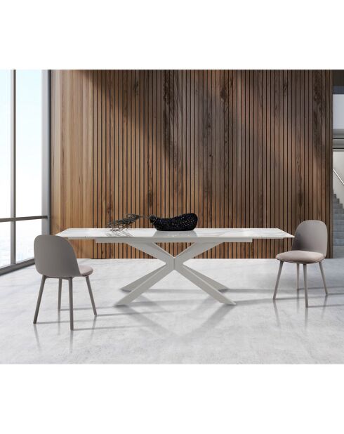 Table À Rallonge Melvin 160 Total White blanc marbré - 74.5x90x160/240 cm