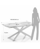 Table À Rallonge Melvin 160 Total White blanc marbré - 74.5x90x160/240 cm