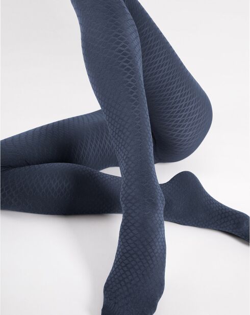 2 Collants à motifs Aquatic 40 deniers bleu marine