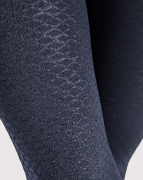 2 Collants à motifs Aquatic 40 deniers bleu marine