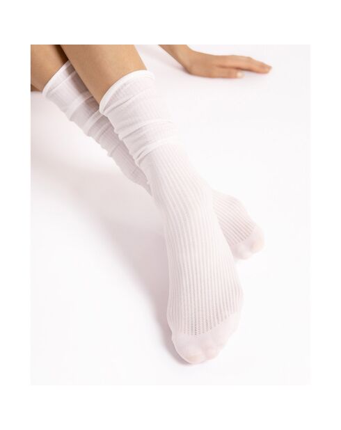 2 Paires de chaussettes à motifs Cool Milk 60 deniers blanches