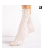 2 Paires de chaussettes à motifs Cool Milk 60 deniers blanches