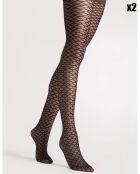 2 Collants à motifs Darla 20 deniers noirs