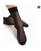 2 Paires de chaussettes à motifs Pico Massage 20 deniers noires