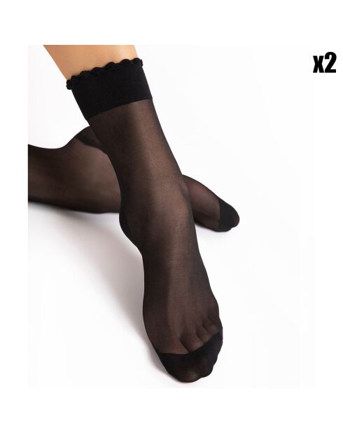 2 Paires de chaussettes à motifs Pico Massage 20 deniers noires