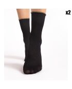 2 Paires de chaussettes à motifs Sassy 40 deniers noires