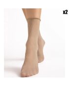 2 Paires de chaussettes à motifs Sassy 40 deniers nude