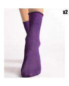 2 Paires de chaussettes à motifs Sassy 40 deniers violet particien