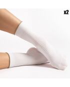 2 Paires de chaussettes à motifs Sassy 40 deniers blanches