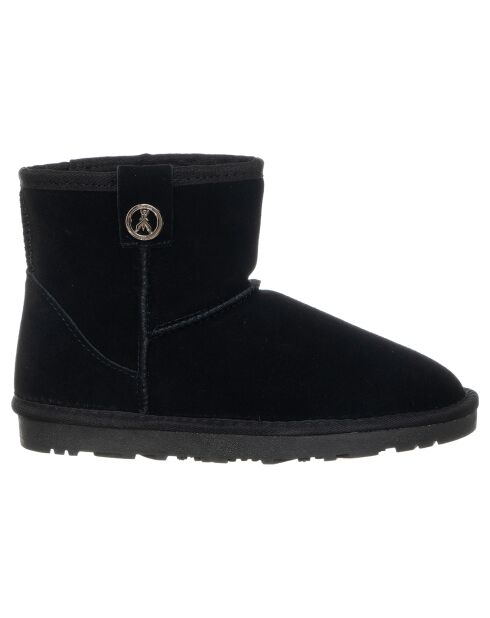 Boots fourrées en Velours de Cuir 794-01 Noires