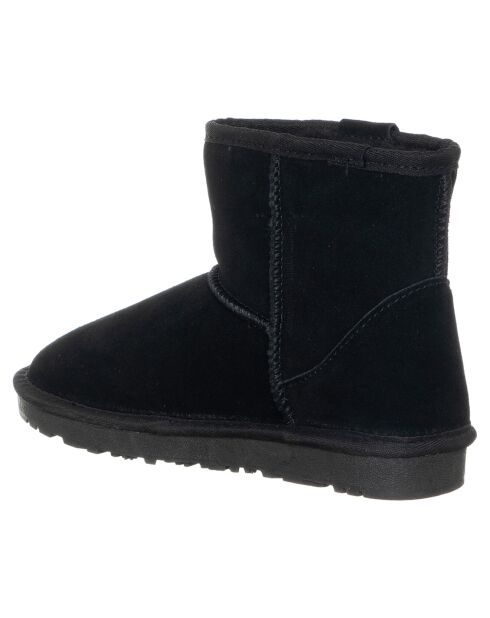 Boots fourrées en Velours de Cuir 794-01 Noires