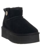 Boots fourrées en Velours de Cuir 793-01 Noires