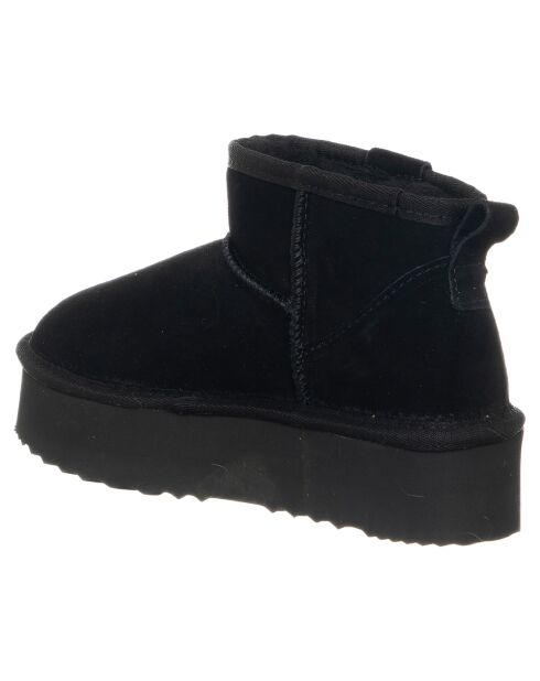 Boots fourrées en Velours de Cuir 793-01 Noires