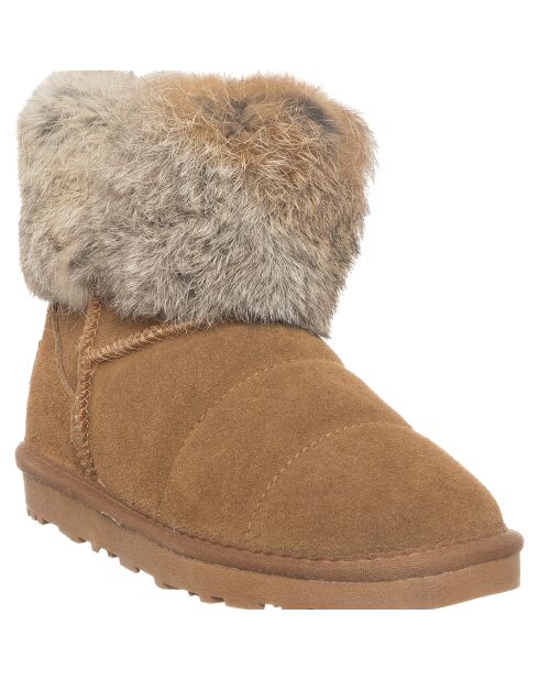 Boots fourrées en Velours de Cuir 941-24 camel