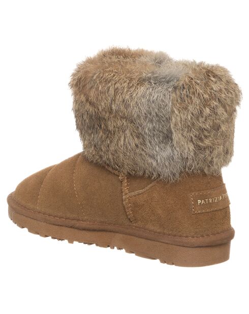 Boots fourrées en Velours de Cuir 941-24 camel