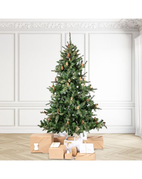 Sapin Vermont 210cm avec épines + pomme de pins - 530 LED - 1104 branches