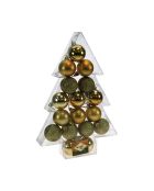 Coffret Sapin 17 boules Or - finit brilliant/mat/pailleté - boite PVC