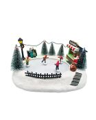 Scène de Noël lumineuse patinoire 29cm